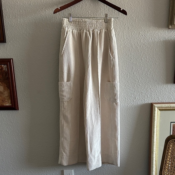 Urban Outfitters Pants - Urban outfitters Cream High-Waisted corduroy Pants